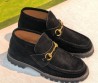 Женские замшевые ботильоны Gucci Horsebit черные 2026