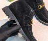Женские замшевые ботильоны Gucci Horsebit черные 2026