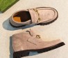 Женские замшевые ботильоны Gucci Horsebit бежевые 2026
