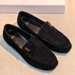 Женские замшевые лоферы Saint Laurent черные 2026