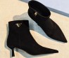 Женские замшевые ботильоны Prada черные каблук 5 см 2026