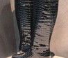 Женские кожаные сапоги Chanel черные лакированные под рептилию 2026