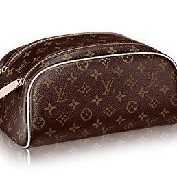 Кожаная дорожная косметичка Louis Vuitton Monogram Brown