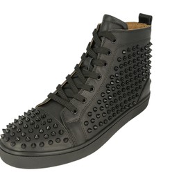 Мужские высокие кеды с шипами Christian Louboutin черные