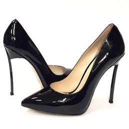 Женские черные лаковые туфли лодочки Casadei Black