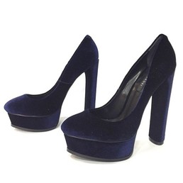 Женские замшевые туфли на платформе и высоком каблуке Casadei темно-синие