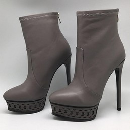 Женские кожаные осенние ботильоны Casadei бежевые на танкетке и высоком каблуке