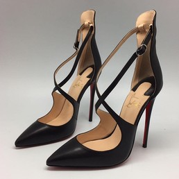 Женские кожаные туфли на высоком каблуке Christian Louboutin черные