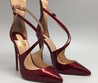 Женские кожаные лаковые туфли Christian Louboutin Pigalle бордовые на высоком каблуке