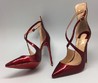 Женские кожаные лаковые туфли Christian Louboutin Pigalle бордовые на высоком каблуке