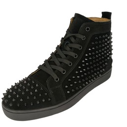 Мужские высокие замшевые кеды Christian Louboutin черные