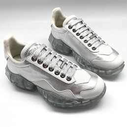 Женские летние кожаные кроссовки Jimmy Choo серебристые