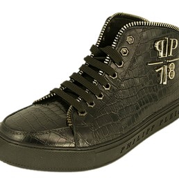 Высокие кожаные ботинки Philipp Plein черные