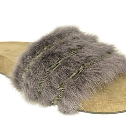 Женские шлепанцы Brunello Cucinelli с мехом