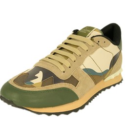 Мужские летние кроссовки Valentino Garavani Rockstud хаки милитари комбинированные