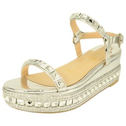 Женские летние лаковые босоножки Christian Louboutin Pigalle серебристые