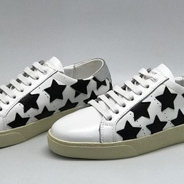 Кожаные кеды Saint Laurent белые с чёрными звёздами