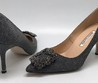 Женские темно-серые туфли-лодочки с блестками от Manolo Blahnik 'Hangisi'