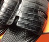 Мужские летние шлепанцы из кожи крокодила Hermes чёрные