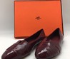 Женские летние лаковые балетки Hermes бордовые