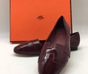 Женские летние лаковые балетки Hermes бордовые