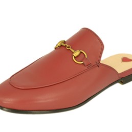 Женские летние кожаные мюли c открытой пяткой Gucci красные