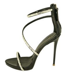 Женские босоножки Giuseppe Zanotti черные с камнями