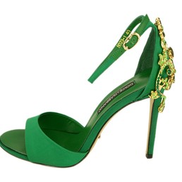 Женские босоножки Dolce&Gabbana зеленые на высоком каблуком
