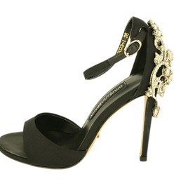 Женские босоножки Dolce&Gabbana черные на высоком каблуком