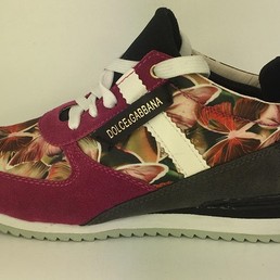 Женские кожаные летние кроссовки Dolce&Gabbana бордовые