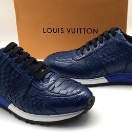 Мужские кожаные кроссовки Louis Vuitton синие (питон)