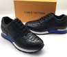 Мужские кожаные кроссовки Louis Vuitton черные (питон)
