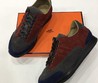 Женские замшевые кроссовки Hermes Sneakers бордовые с темно-серым