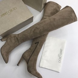 Женские замшевые ботфорты Jimmy Choo бежевые