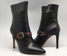 Женские кожаные сапоги Gucci черные на высоком каблуке