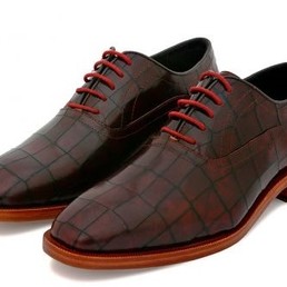 Мужские лакированные кожаные туфли под крокодила Hermes коричневые