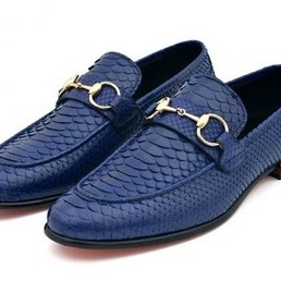 Мужские лоферы из кожи питона Gucci синие