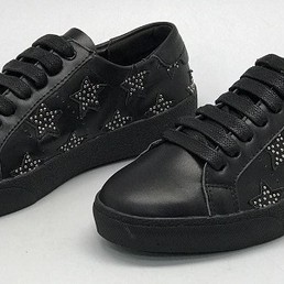 Кожаные кеды Saint Laurent чёрные со звёздами