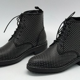 Женские осенние кожаные ботинки Saint Laurent черные