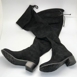 Ботфорты велюр Stuart Weitzman черные на среднем каблуке