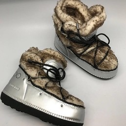 Женские зимние луноходы Jimmy Choo серебристые на меху