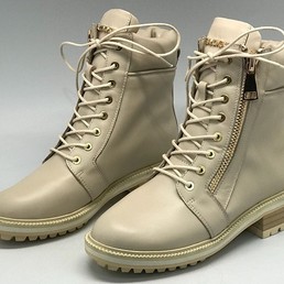 Женские кожаные ботинки Balmain белые с молнией