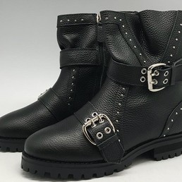 Женские кожаные осенние ботинки Jimmy Choo черные с ремнями