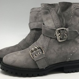 Женские замшевые осенние ботинки Jimmy Choo серые с ремнями