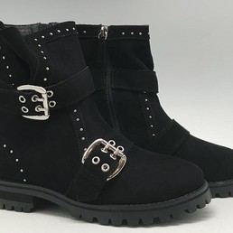 Женские замшевые осенние ботинки Jimmy Choo черные с ремнями