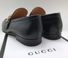 Мужские кожаные лоферы Gucci черные с металлической пряжкой