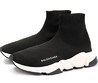 Летние женские кроссовки носки Balenciaga Speed Trainer чёрные на белой подошве