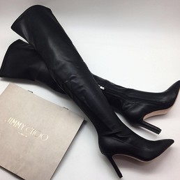 Женские кожаные ботфорты Jimmy Choo черные