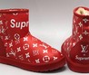 Женские кожаные сапоги Louis Vuitton Supreme красные