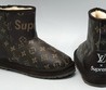 Женские кожаные сапоги Louis Vuitton Supreme коричневые